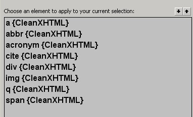 CleanXHTML Elements