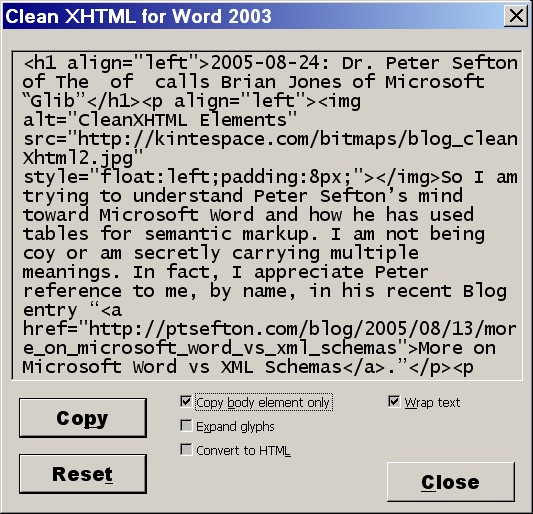 CleanXHTML Output