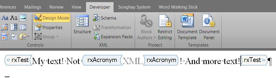 Microsoft Word 2013 content controls for text